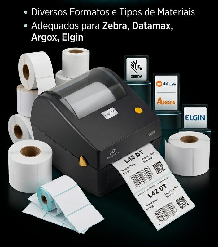 Compatibilidade com todas as marcas de impressoras Zebra, Argox, Datamax, Elgin e demais