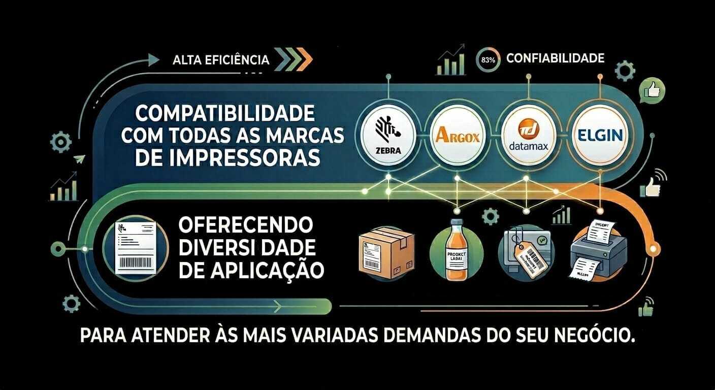 Compatibilidade com impressoras Zebra, Argox, Datamax, Elgin e demais